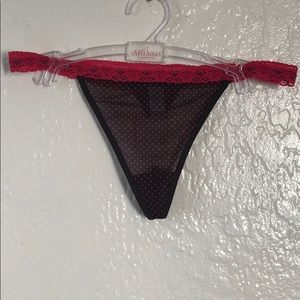NWT Pink & Brown Lace Polka Dot G String.